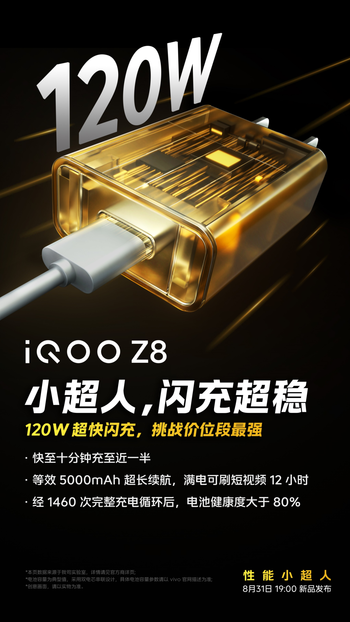 价位段最强的同时性能核心拉满，iQOO Z8将于8月31日发布
