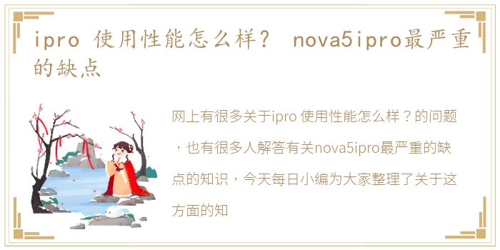 ipro  使用性能怎么样？ nova5ipro最严重的缺点