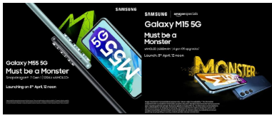 三星Galaxy  M55 5G和Galaxy  M15 5G智能手机将于4月8日推出