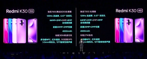 红米K30 5G版跟4G版有什么不同，配置详细对比